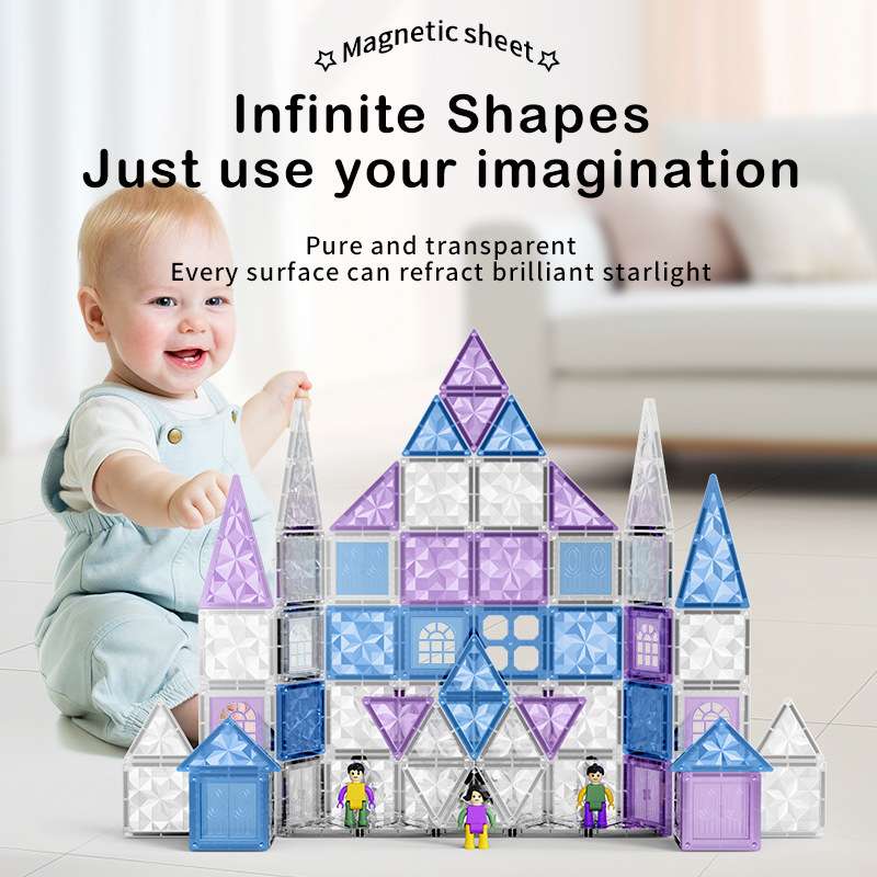 4D钻面冰雪磁力片强磁积木儿童早教益智彩窗磁吸玩具磁吸磁铁