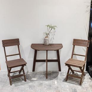 r^小户型实木可折叠桌子家用阳台玄关靠墙多功能吃饭圆方桌椅子套