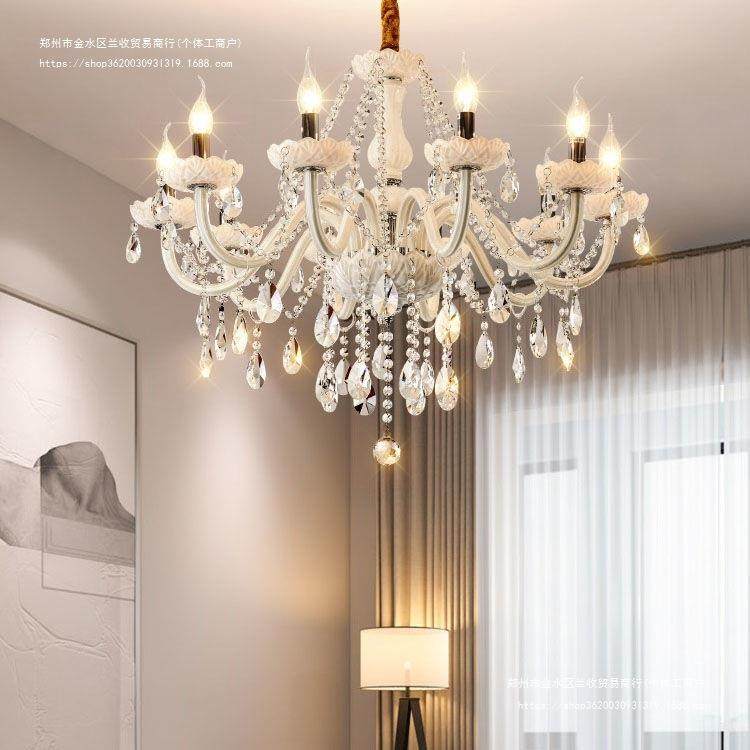 简约白色公主水晶吊灯客厅灯具现代卧室灯创意餐厅灯简欧店铺灯饰
