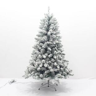 1.5M带灯植绒圣诞树圣诞节装饰树尖头落地喷白树节日摆件云杉家用