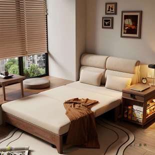 沙发床一体两用书房双人1.2米小户型客厅客卧1米5实木折叠沙发床