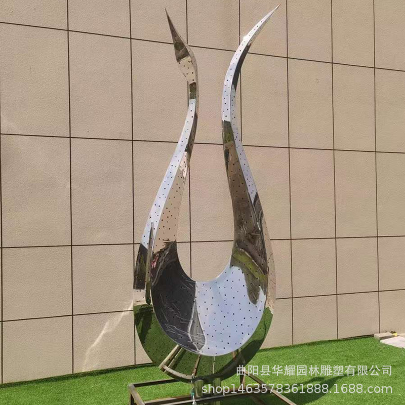 不锈钢天鹅白鹭丹顶鹤景观雕塑