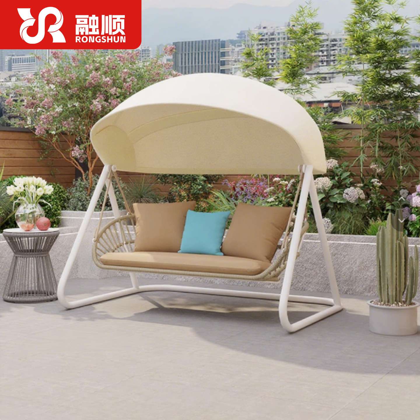 户外别墅花园秋千庭院藤编吊椅网红小院露台双人摇椅阳台秋千吊篮