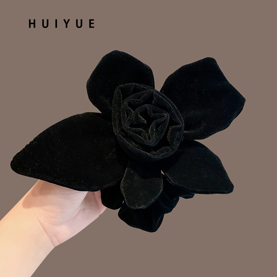 黑色丝绒大肠发圈女高级感