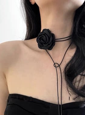 山茶花项链女choker项圈