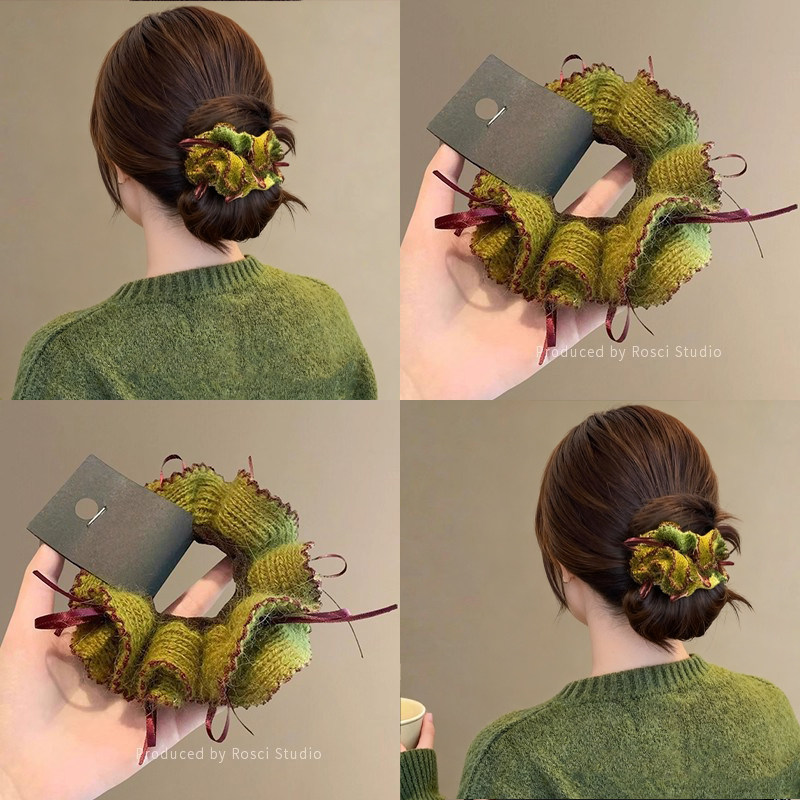 韩系复古果绿色针织毛线发圈女新款扎丸子头发绳配毛衣高级感发饰,饰品/流行首饰/时尚饰品新,发饰,淘宝优惠券,粉丝福利购,淘宝优惠卷