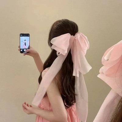 粉色在逃公主发饰蝴蝶结头饰