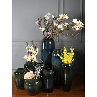 干花颜色釉窑变陶罐陶瓷客厅落地花瓶现代欧式酒店插花大花瓶摆件