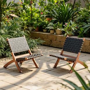 实木折叠带靠背式躺椅子舒服久坐胡桃色马鞍靠椅家用阳台户外休闲