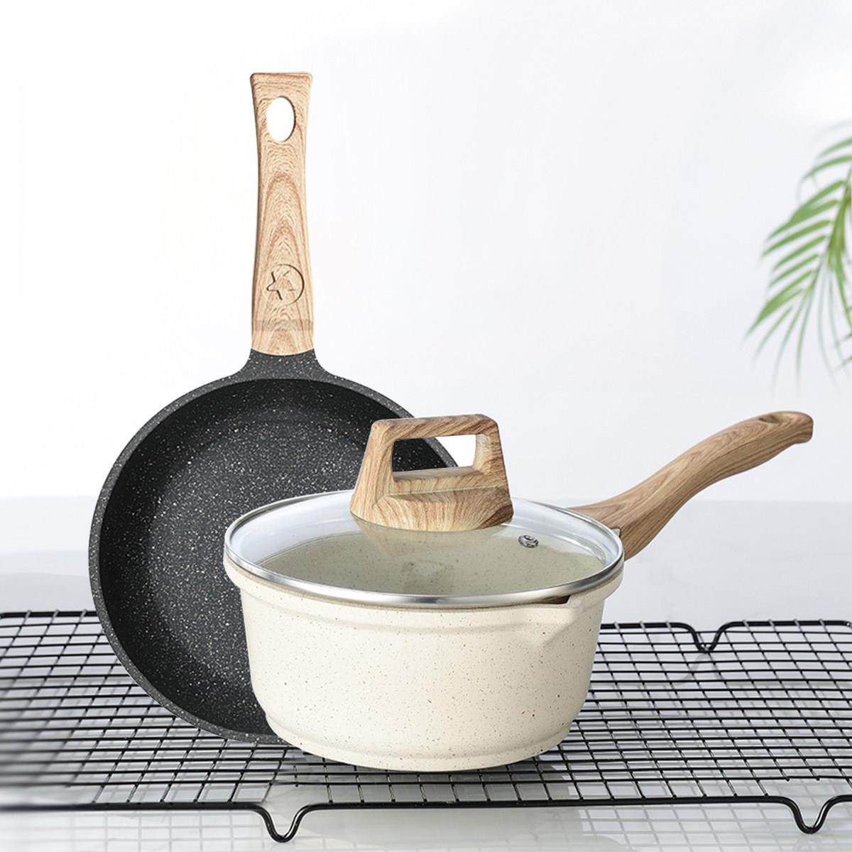 热奶锅麦饭石不粘锅燃气灶电磁炉家用小汤锅婴儿辅食锅煎煮一体锅