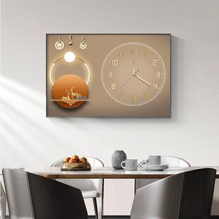 臻艺餐厅装饰画现代简约客厅挂画轻奢单幅时来运转墙壁挂画带钟表