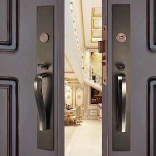 中式住宅门锁木门锁双开门入口门对开老式门锁防盗门锁外置