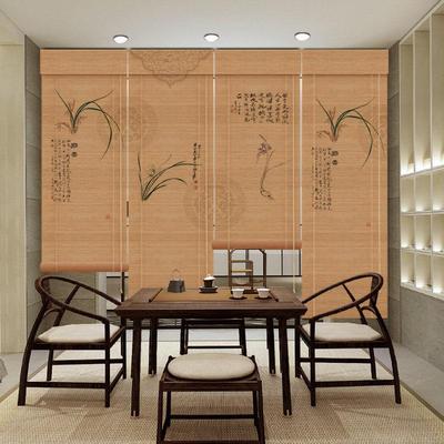 定制卷帘竹帘新中式窗帘卷拉式茶室客厅碳化禅意遮阳隔断装饰帘子