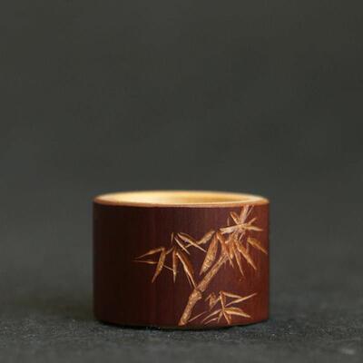 老煤竹纯手工雕刻竹雕扳指手把件竹把玩竹迹竹器文玩竹迹工艺品