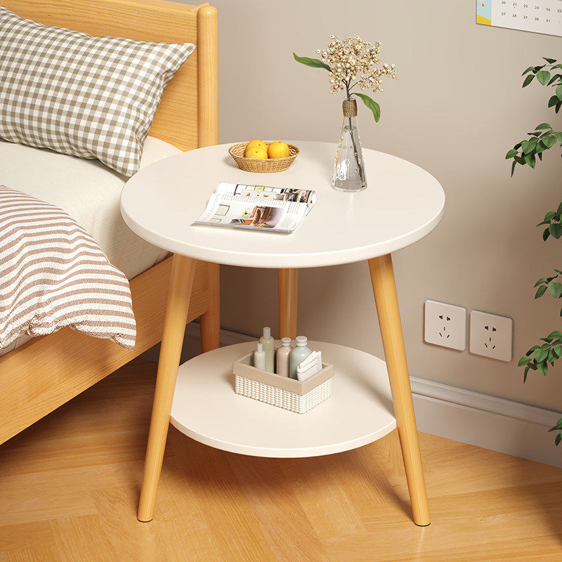沙发边几小桌子双层小圆桌客厅家用茶桌床头置物架迷你阳台小茶几