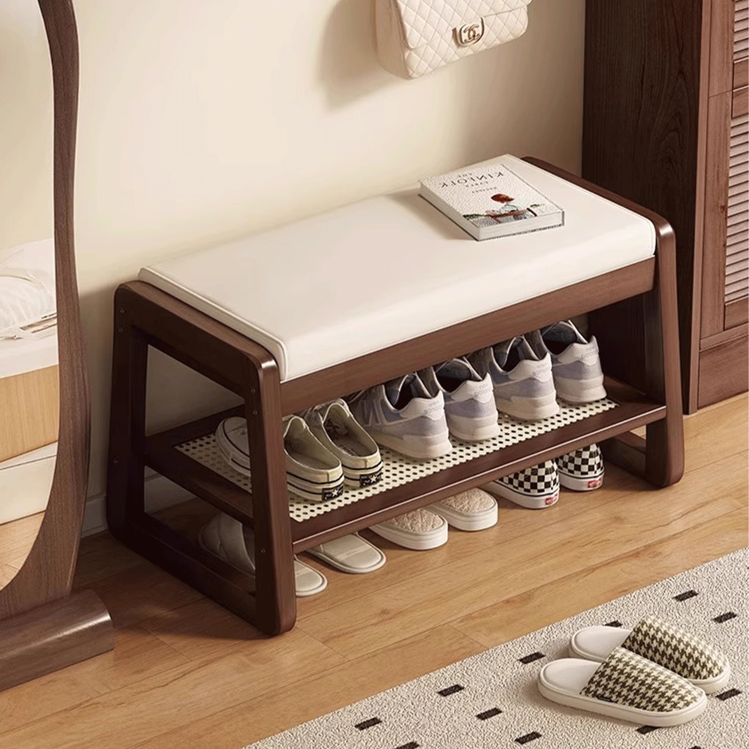 实木换鞋凳门口家用入户穿鞋凳