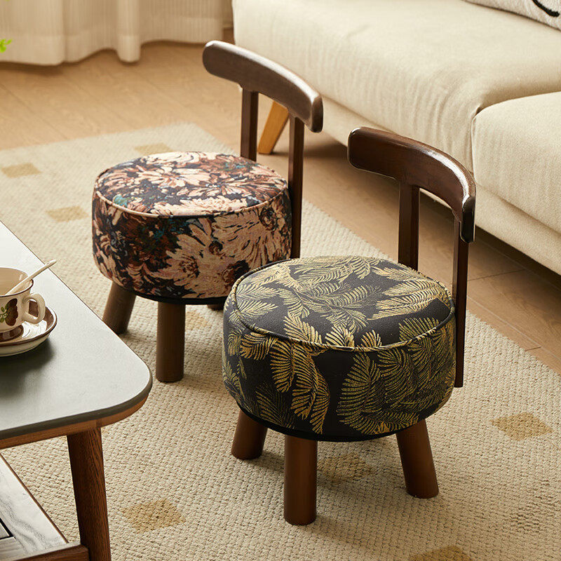 实木旋转换鞋凳家用矮凳客厅茶几小凳子靠背小椅子休闲沙发凳板凳