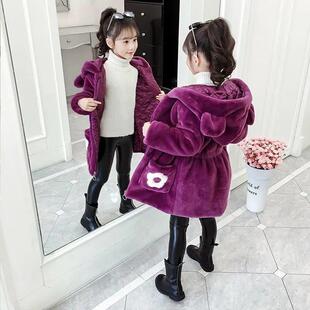 女童仿皮草外套儿童仿水貂绒毛毛衣2025冬季款洋气兔毛加厚冬装