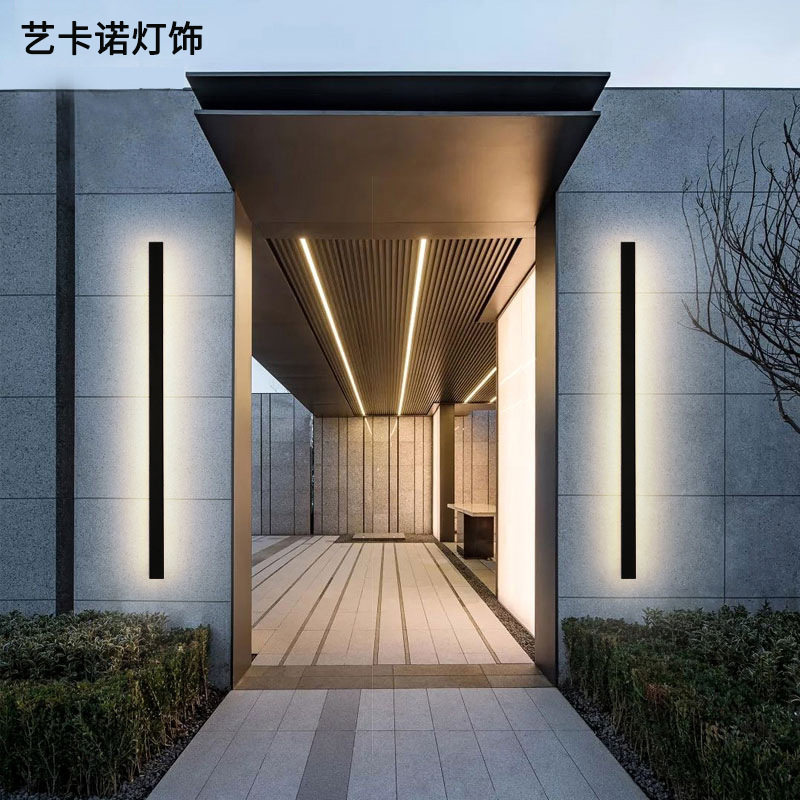 户外防水长条壁灯简约现代创意别墅庭院灯过道阳台室外led墙壁灯