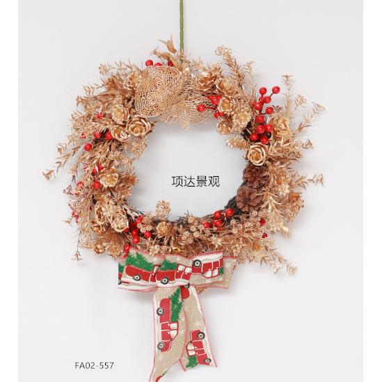 仿真圣诞花环门前挂饰家居装饰假花挂件摄影道具橱窗商场场景布置