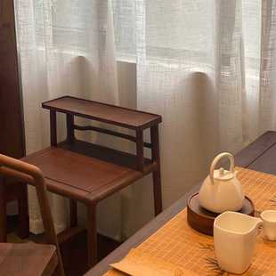客厅家用小型茶台实木喝茶桌椅组合 阳台茶桌北美黑胡桃木新中式
