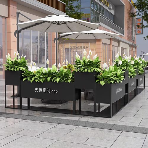 户外简约铁艺花箱组合围栏隔断不锈钢种植箱市政阳台庭院花坛花架
