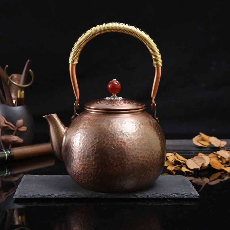 1.3升中式风复古手工紫铜茶壶家用金属铜壶茶具明火加速热烧水壶