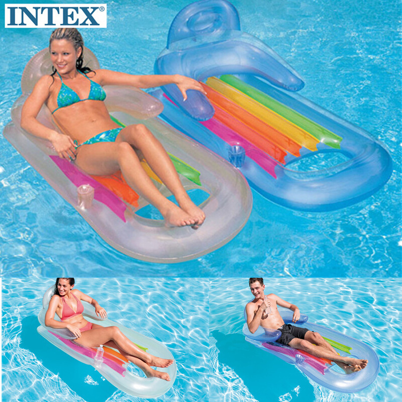 INTEX58802充气浮排 扶手靠背豪华浮排  水上游乐工具
