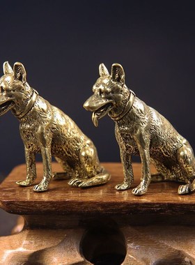 极速实心纯黄e铜办公桌面小摆件大黄狗古铜茶宠饰品工艺品礼品手