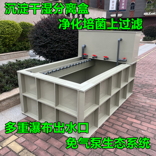 极速新款 加厚锦鲤鱼池大型鱼箱海鲜鱼缸带J沉淀干湿分离上过滤盒p