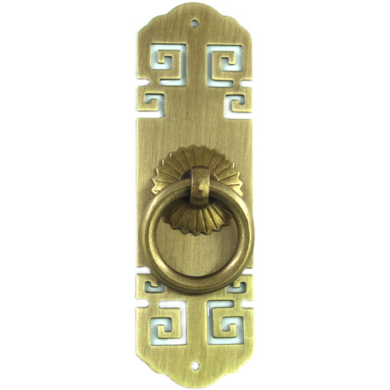 极速新中式柜门h纯铜把手衣柜橱柜全铜拉手书柜鞋柜复古门窗条形