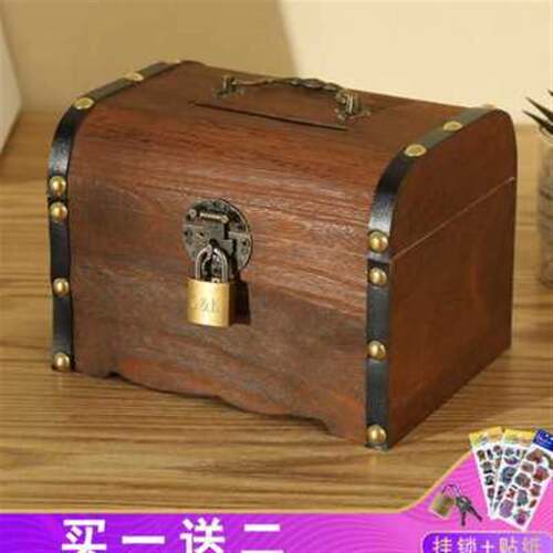 新品piggy bank ins wind wooden household baOnknotes can only