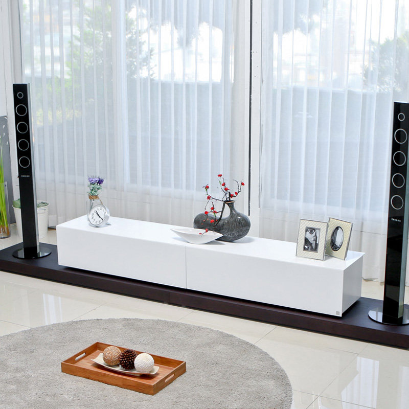 极速新式简约现i代白色电视柜组合客厅组合柜子定做放音箱电视柜