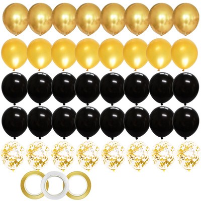 极速40pcs 12inch Gold Black Lyatex Confetti Balloons Adult M