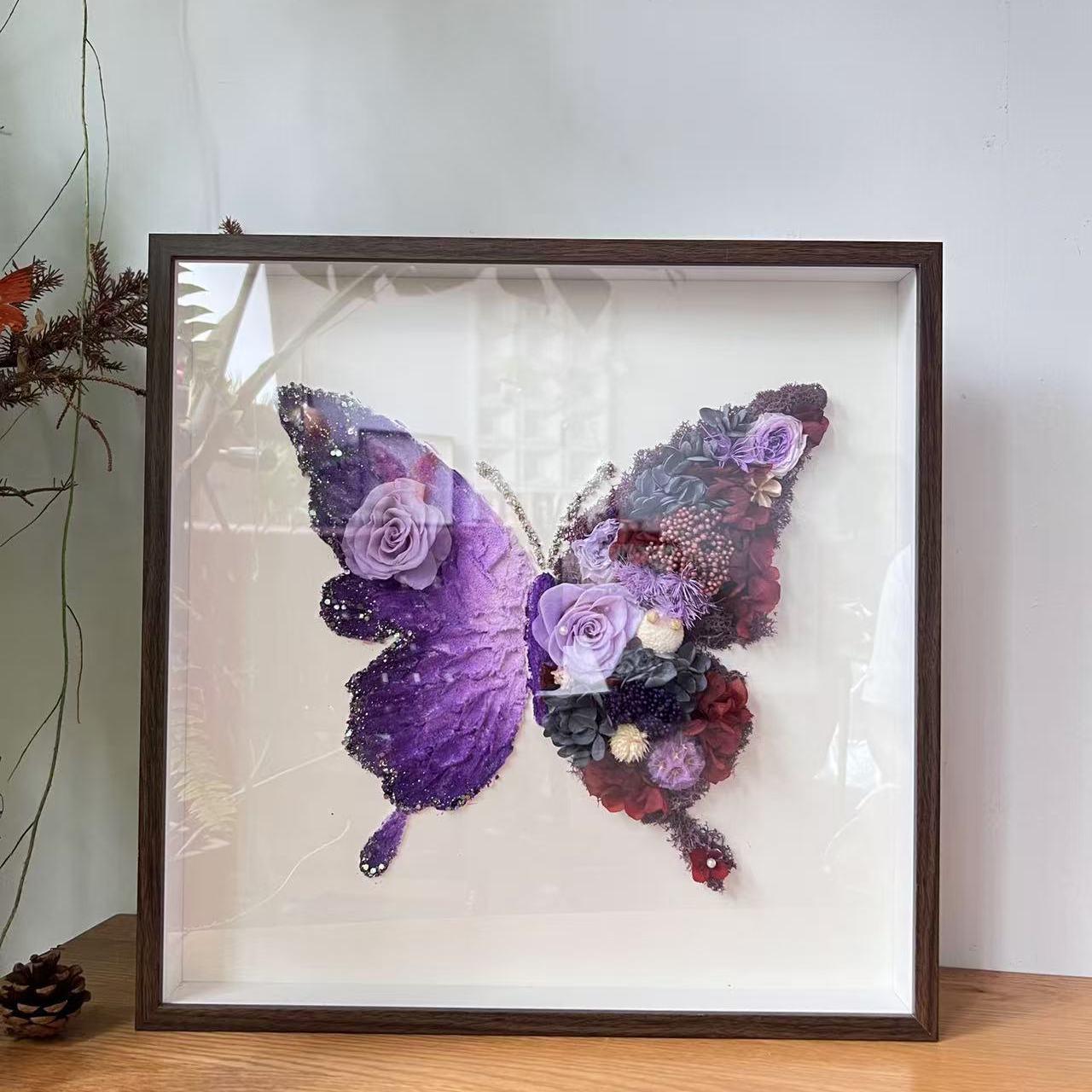 2026年中秋节永生花相框蝴蝶摆台礼物送老师送妈妈女神节摆件礼品