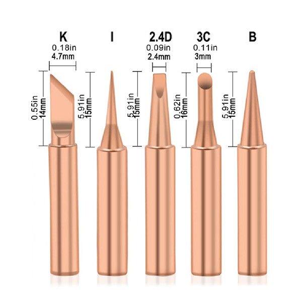 极速5pcsset Soldering Iron Tips Pure Copper 90R0MT Soldering