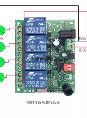 极速DC24V4路长型无线遥控开道闸 车库 +新P款圆型随意贴蓝色遥控