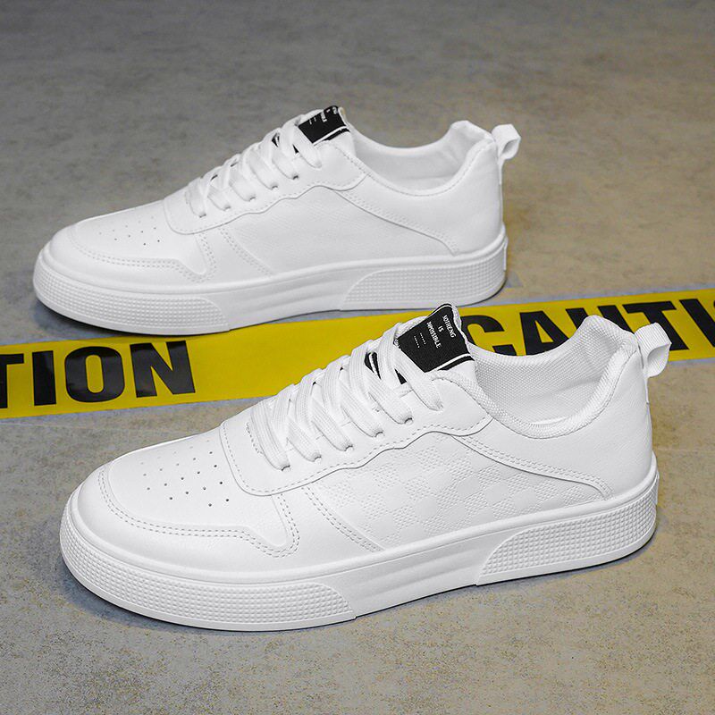 新品男鞋夏季款透气皮面小白鞋潮流百G搭运动休闲鞋男款低帮平底