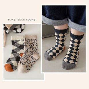 极速男童袜春秋纯棉m宝宝秋季 童袜儿童秋冬潮中筒袜 棉袜男孩秋款