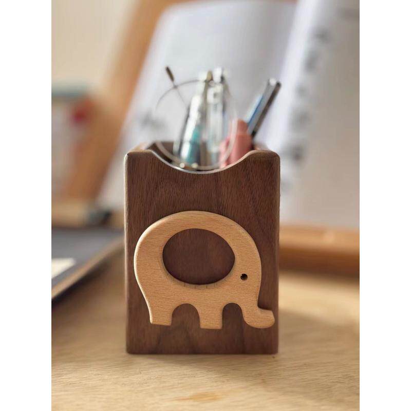 黑胡桃木实木小象笔筒轻奢办公室桌面文具收纳盒创意木质笔筒笔座,文具电教/文化用品/商务用品,笔筒,淘宝优惠券,粉丝福利购,淘宝优惠卷