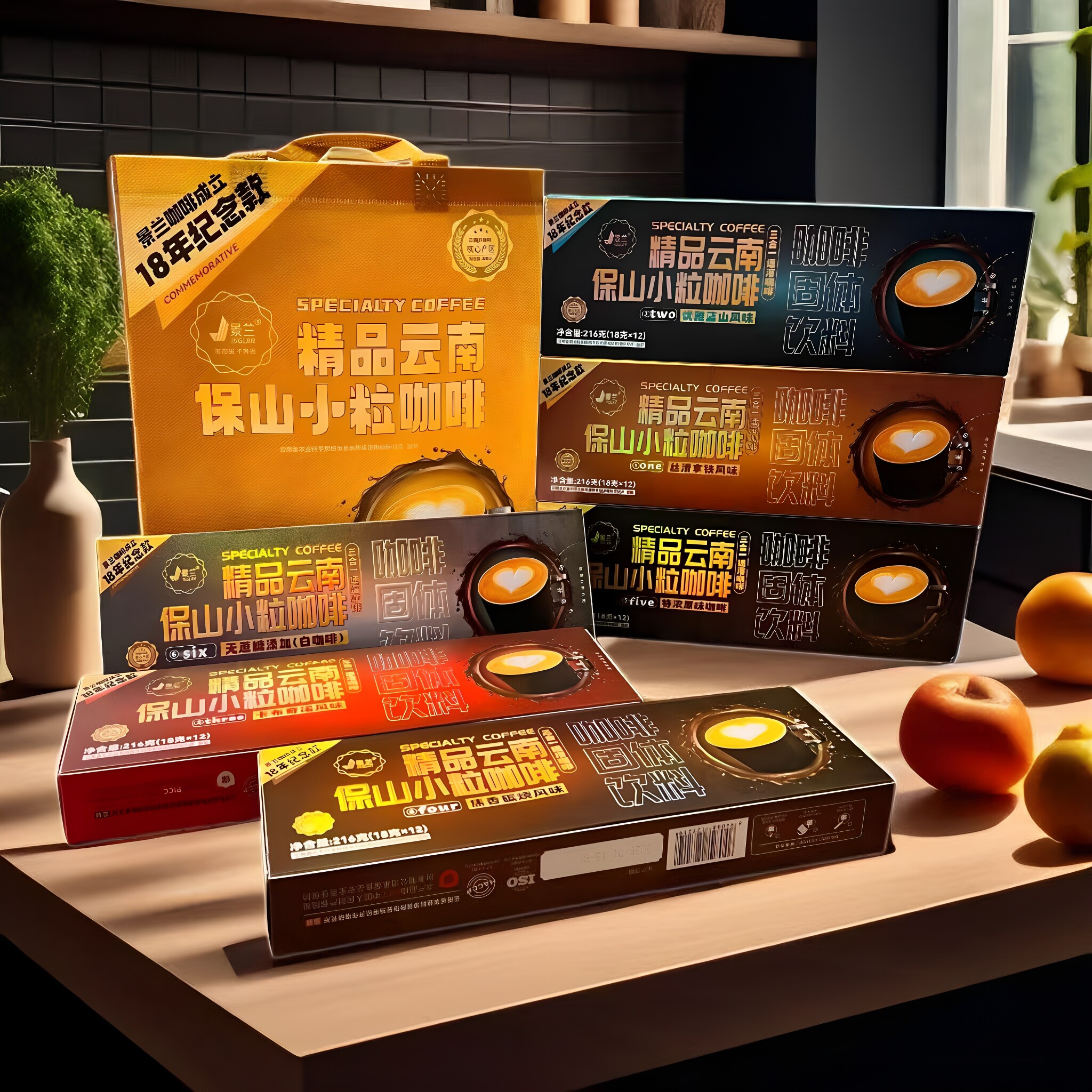 云南特产景兰十八周年纪念精品保山特浓原味碳烧蓝山咖啡伴手礼