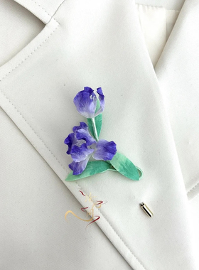 绘此间【鸢尾花】蚕丝线手工制作绒花胸针百搭日常礼物