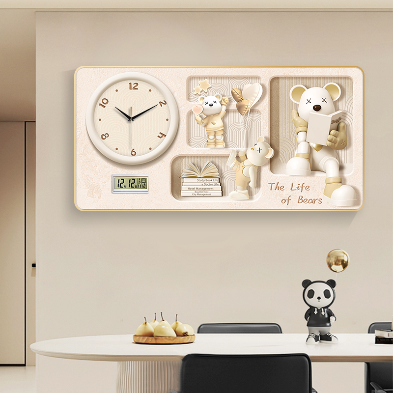 新款装饰画万年历挂钟客厅餐厅