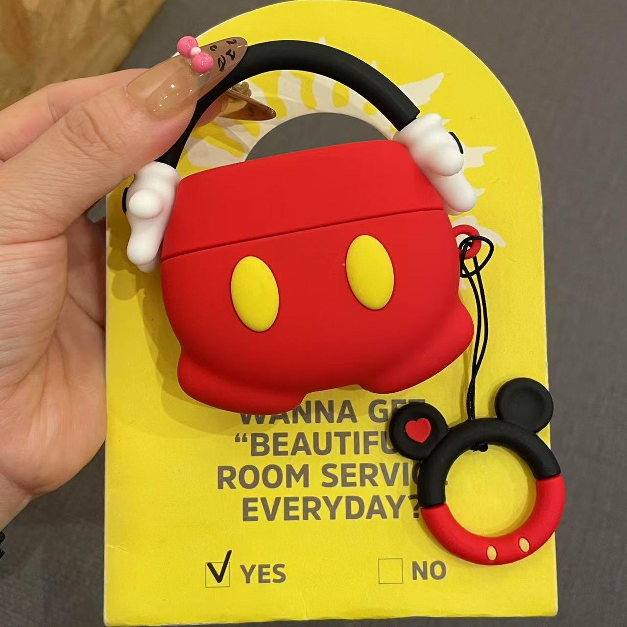 立体米奇指环手绳适用airpods4苹果耳机保护套airpodspro2无线蓝牙耳机壳三代airpod二代ipod耳机套airpods3