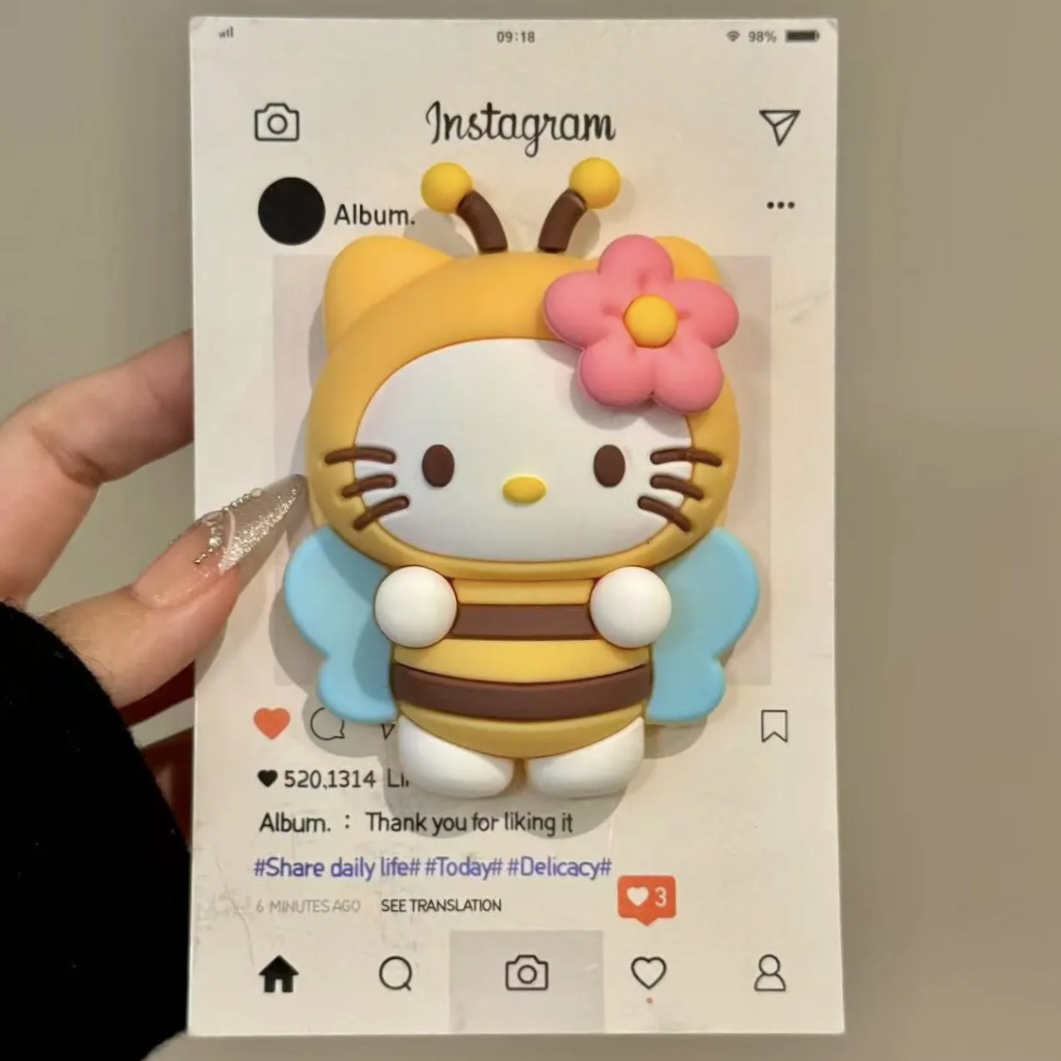 可爱卡通蜜蜂头套kitty磁吸支架适用MagSafe手机强力吸附桌面懒人