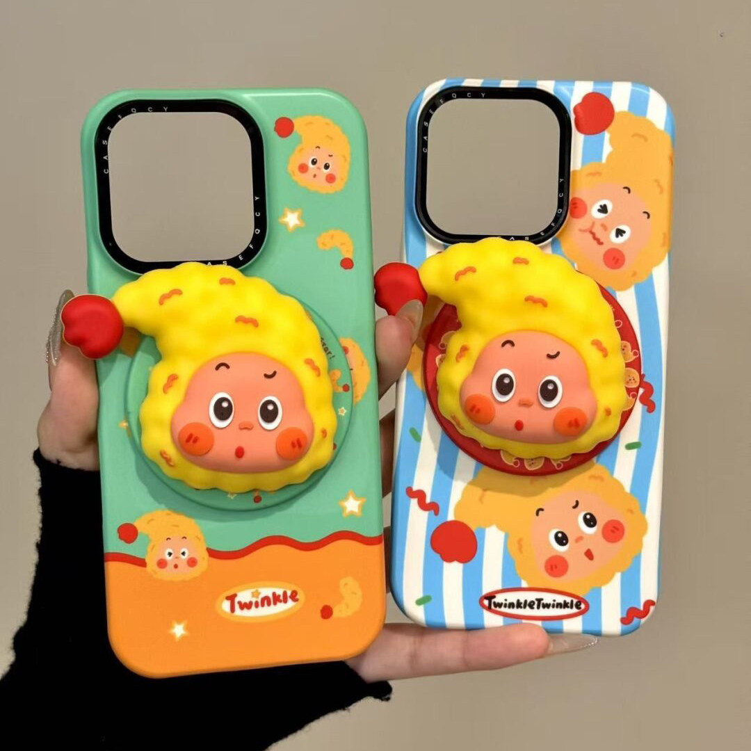 ins趣味围边天妇罗星星人磁吸支架适用iPhone17promax手机壳16pro高级感15pro菲林硬壳14苹果13创意保护套女