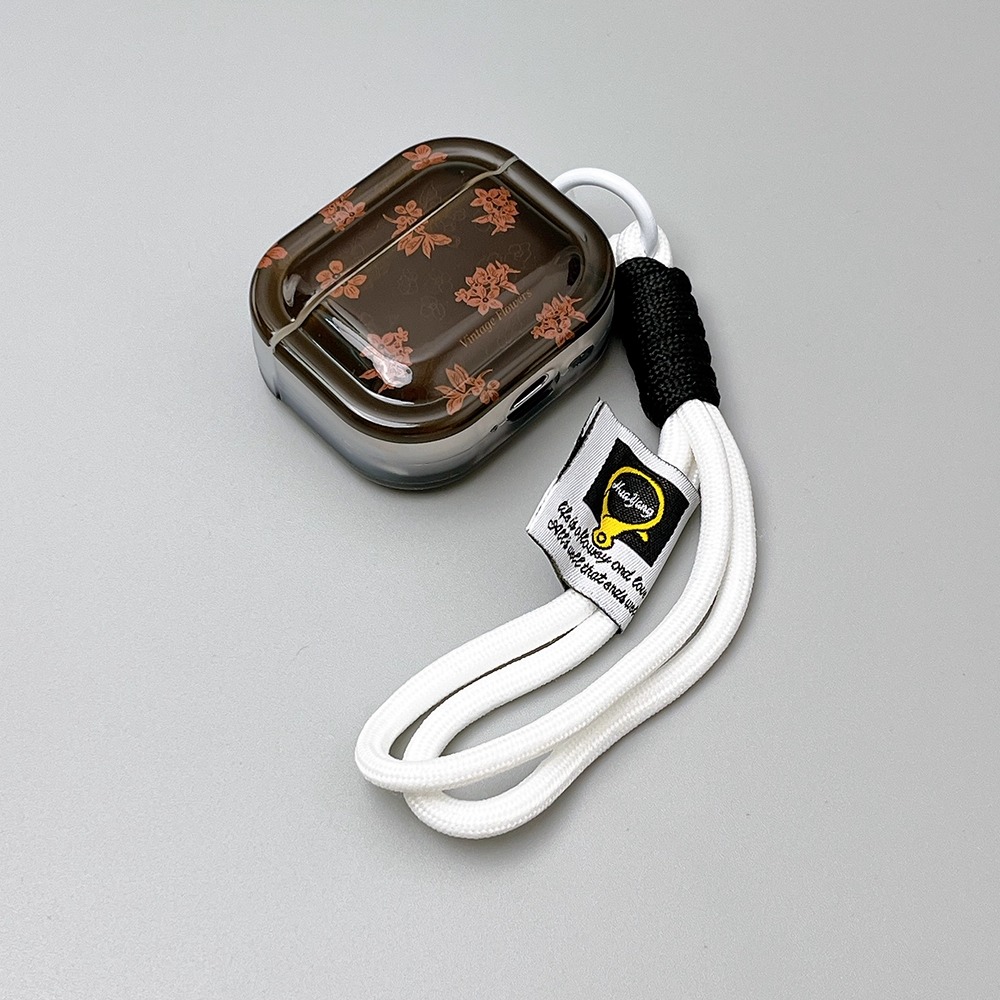 ins风简约棕底碎花适用苹果AirPods4代苹果Pro3无线蓝牙耳机套AirPods3代软壳AirPodspro2防摔耳机盒男女