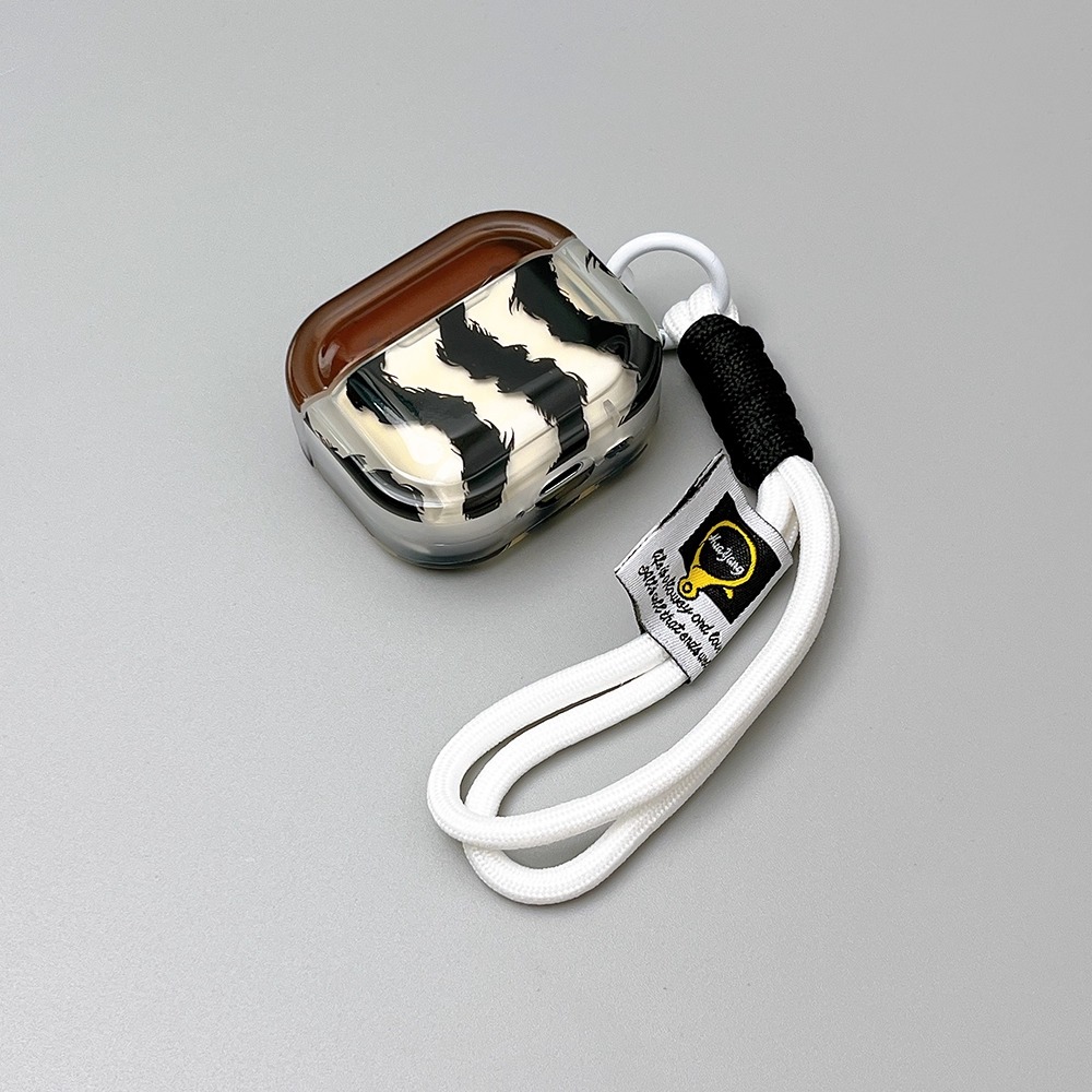 ins风简约斑马纹耳机套适用苹果AirPods4代苹果Pro3无线蓝牙耳机套AirPods3代软壳AirPodspro2防摔耳机盒男女