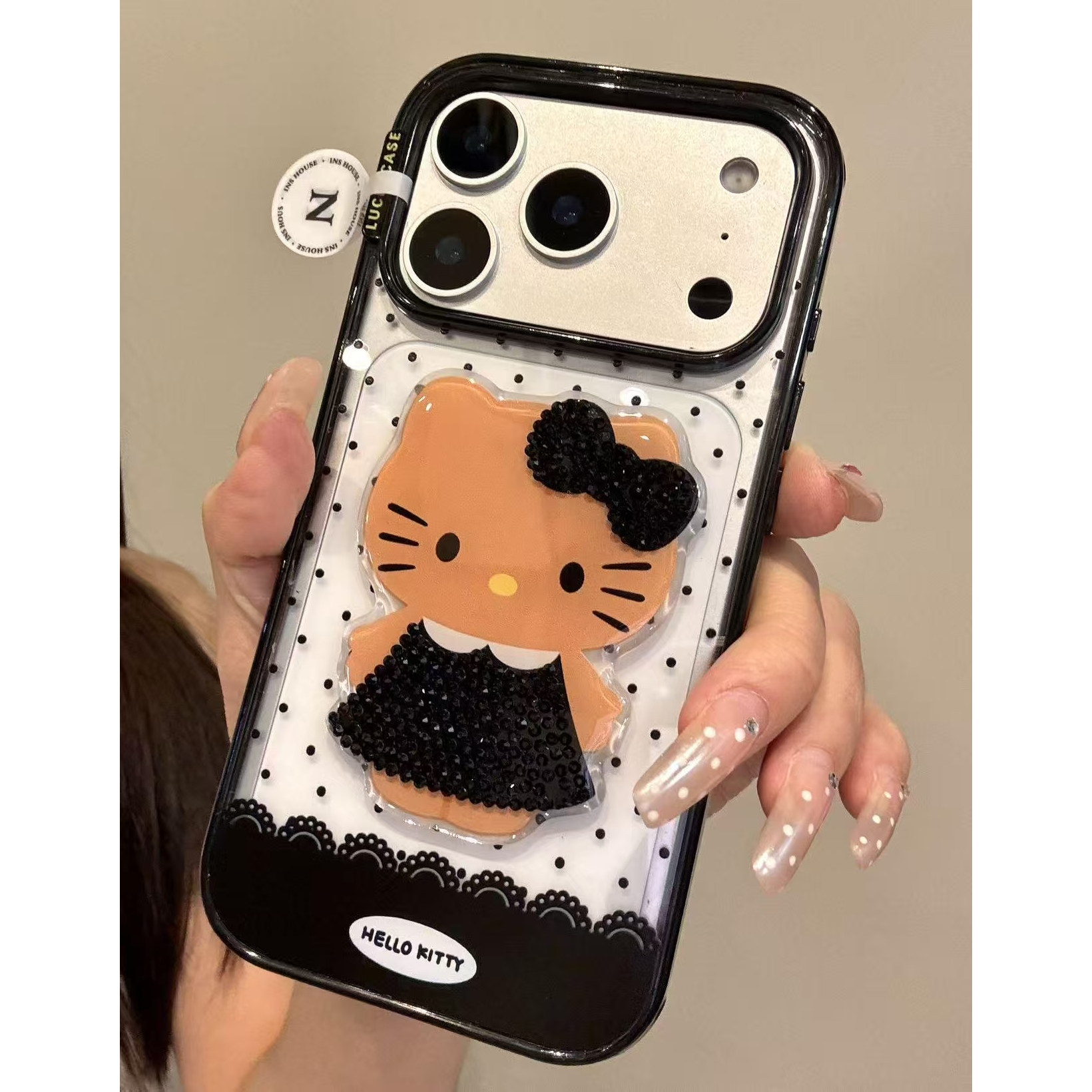 点钻小香风韩系裙子黑皮Kitty猫适用iPhone17promax手机壳15新款17pro13创意全包防摔16pro超好看17保护套