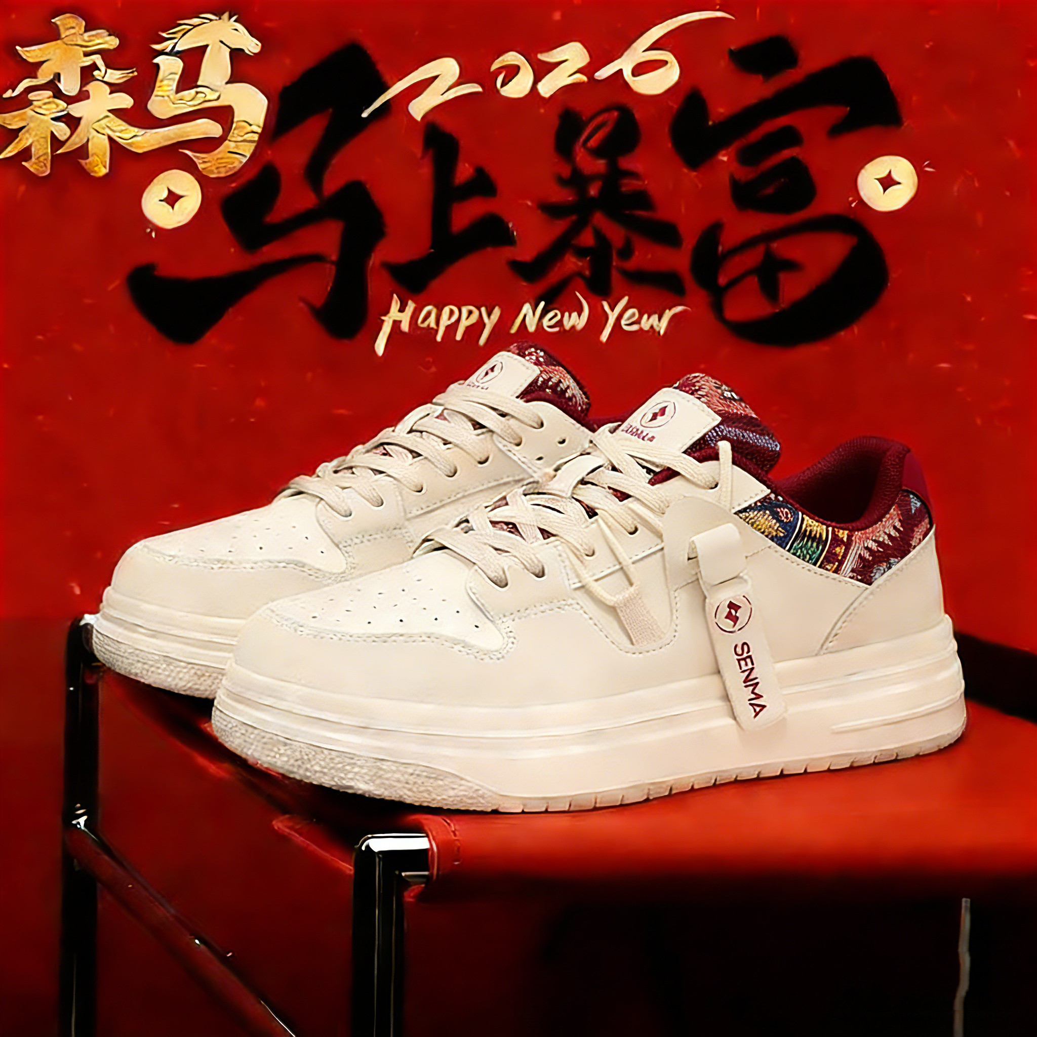 森马休闲板鞋男款厚底真皮春季简约百搭潮流青少年运动时尚小白鞋